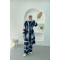 Patterned Kimono Suit Navy Blue