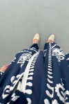 Patterned Kimono Suit Navy Blue