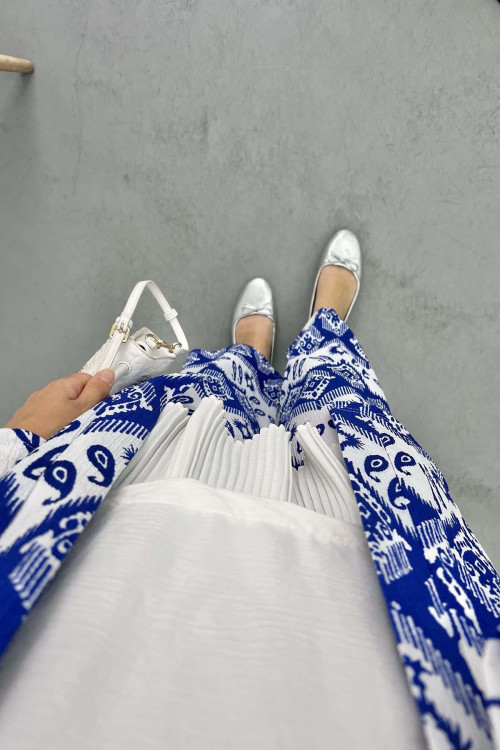 Patterned Kimono Set Saxe Blue