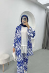 Patterned Kimono Set Saxe Blue