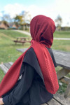 Patterned Shawl Claret Red