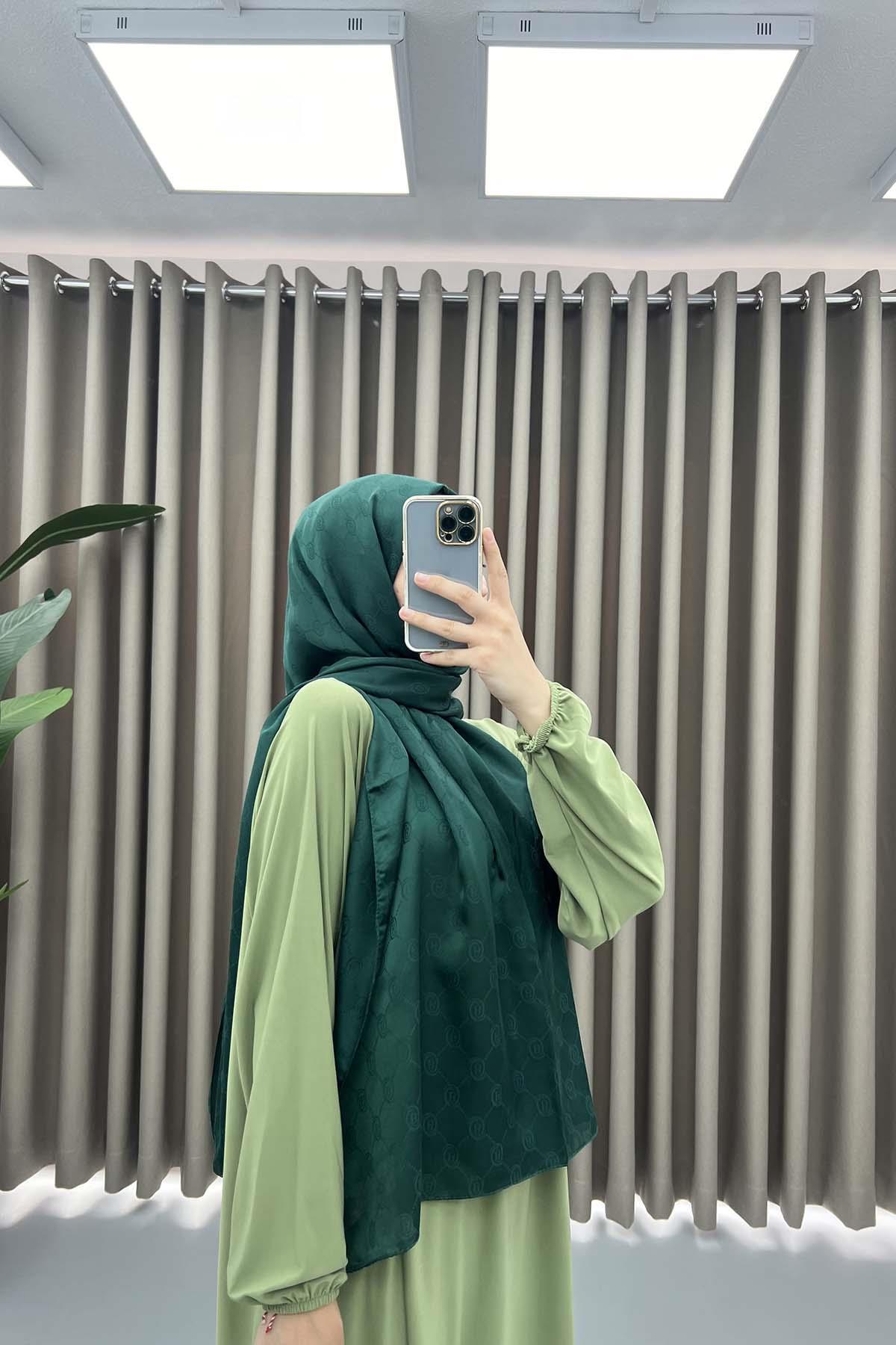 Patterned Shawl Emerald Green