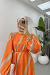 Patterned Satin Dress Orange