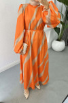 Patterned Satin Dress Orange