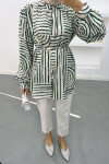 Patterned Satin Shirt Emerald Green