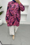 Patterned Chiffon Shirt Fuchsia