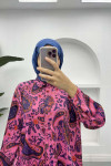 Patterned Chiffon Shirt Fuchsia