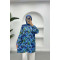 Patterned Chiffon Shirt Blue