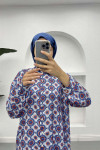 Patterned Chiffon Shirt Blue-White