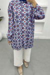 Patterned Chiffon Shirt Blue-White