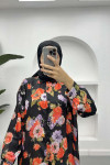 Patterned Chiffon Shirt Black