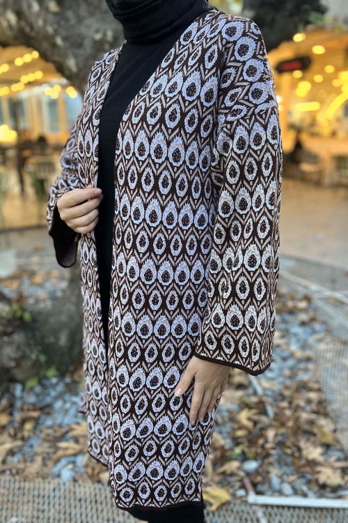 Patterned Knitwear Cardigan Brown