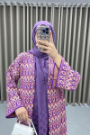 Patterned Knitted Cardigan Purple