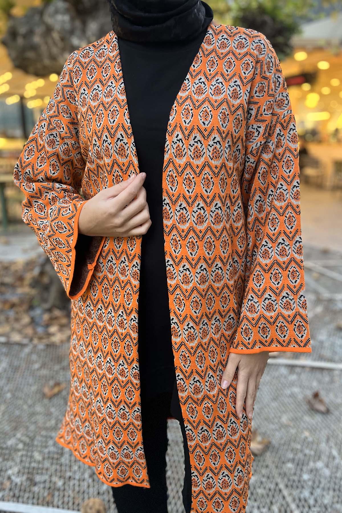 Patterned Knitwear Cardigan Orange