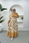 Patterned Viscose Dress Brown