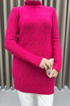 Stand Collar Patterned Tunic Fuchsia