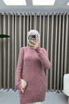 Stand Collar Patterned Tunic Dusty Rose