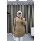 Stand Collar Patterned Tunic Milky Coffee