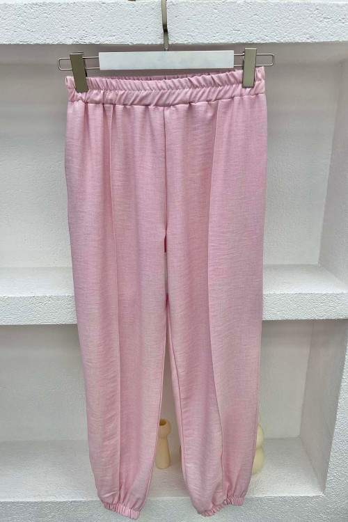 Stand Collar Trouser Suit Pink