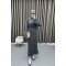 Stand Collar Knitted Dress Gray