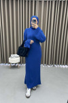 Stand Collar Knitwear Dress Saxe Blue