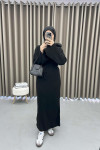 High Neck Knit Dress Black