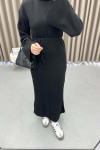 High Neck Knit Dress Black