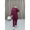 Oysho Suit Claret Red with Stitching Details