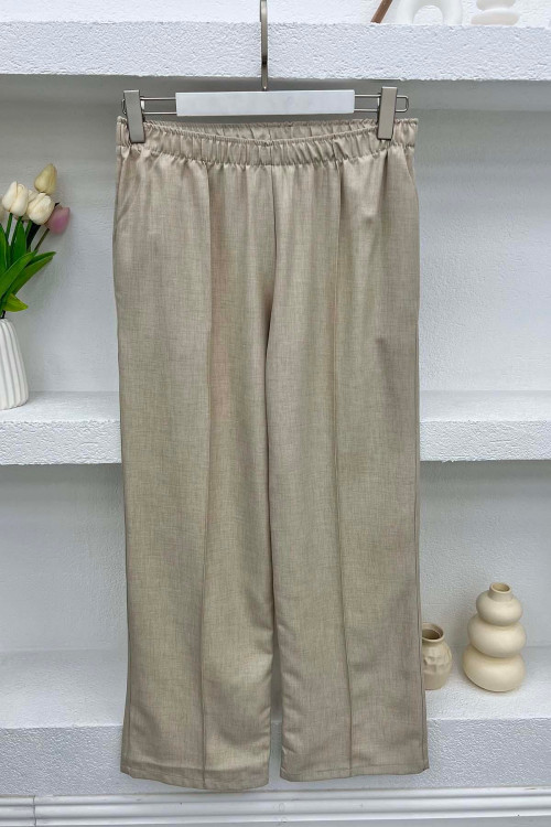 Stitch Detailed Trousers Beige