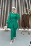 Textured Belted Suit Benetton Green