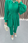 Textured Belted Suit Benetton Green