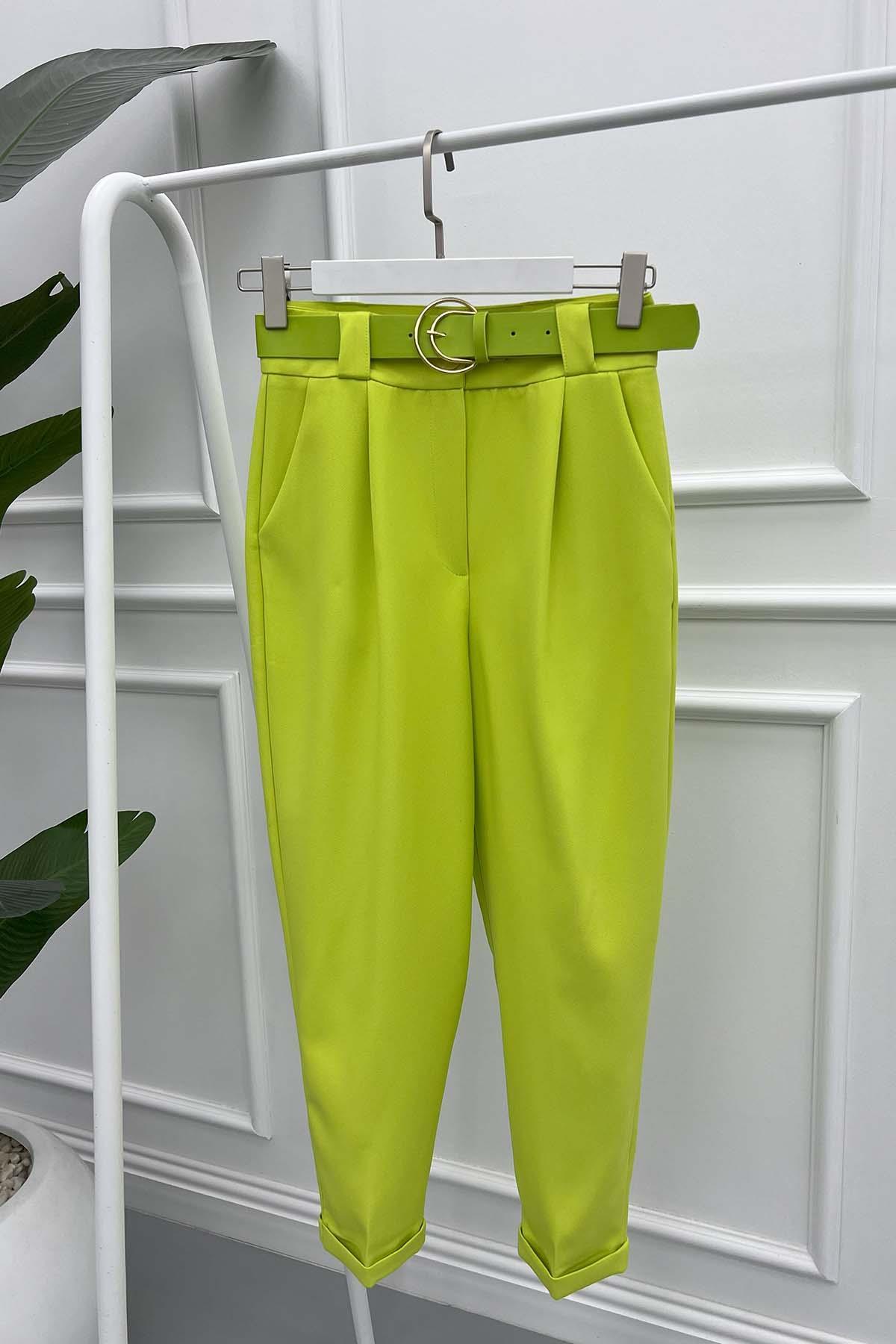 Double Leg Trousers Neon Yellow