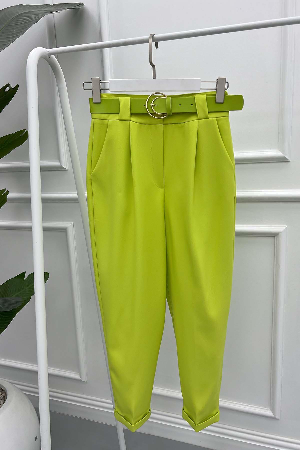 Double Leg Trousers Neon Yellow