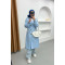 Button Detailed Pocket Trench Coat Light Blue