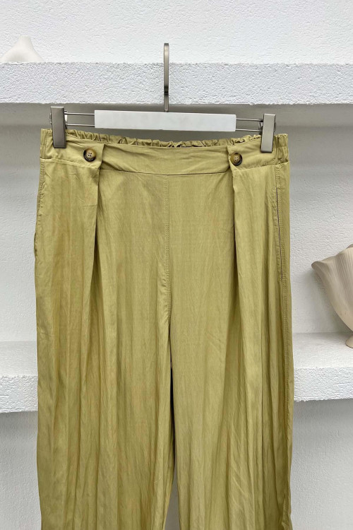 Button Detailed Trousers Soft Green