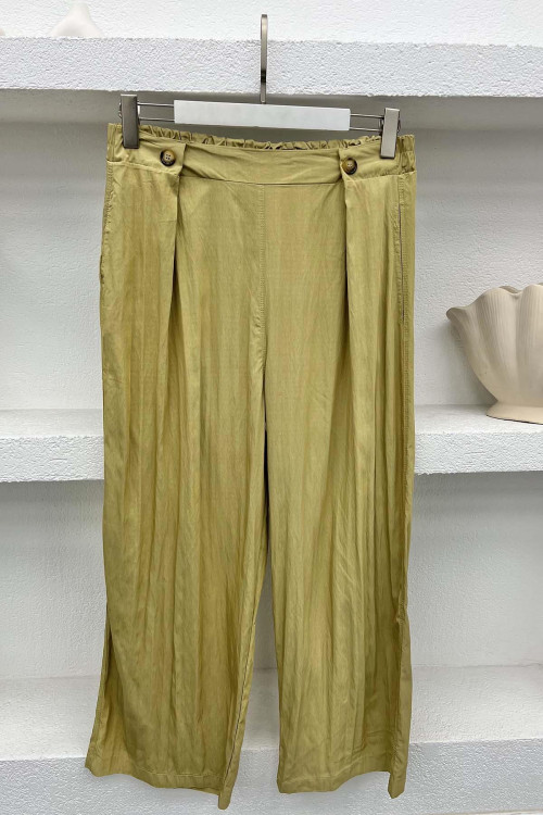 Button Detailed Trousers Soft Green