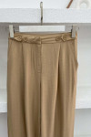 Button Detailed Darted Trousers Camel