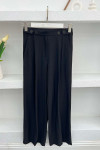 Button Detailed Darted Trousers Black