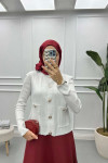 Buttoned Pocket Cardigan White