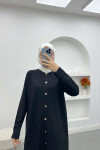 Buttoned Textured Cardigan Black