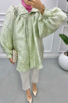 Buttoned Jacquard Jacket Aqua Green