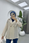 Buttoned Linen Jacket Stone