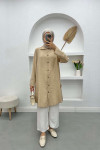 Buttoned Linen Tunic Beige