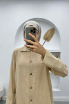 Buttoned Linen Tunic Beige