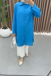 Buttoned Linen Tunic Blue