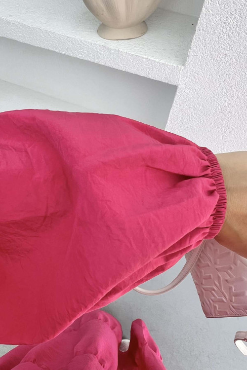 Buttoned Parachute Dress Fuchsia