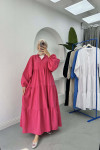 Buttoned Parachute Dress Fuchsia