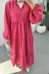 Buttoned Parachute Dress Fuchsia