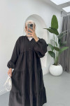 Buttoned Parachute Dress Black