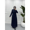 Buttoned Polyviscose Abaya Dark Navy Blue